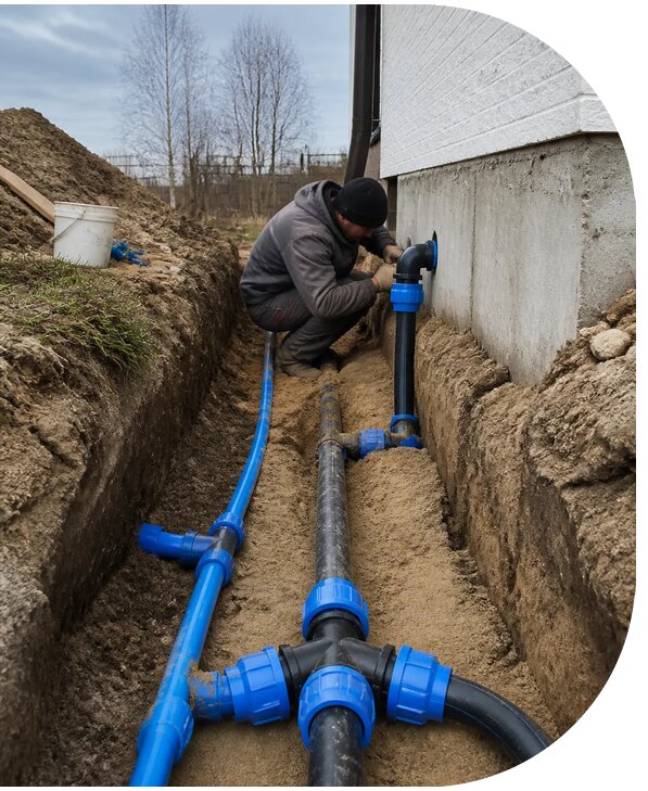 Монтаж наружного водопровода на участке под ключ в Бийске